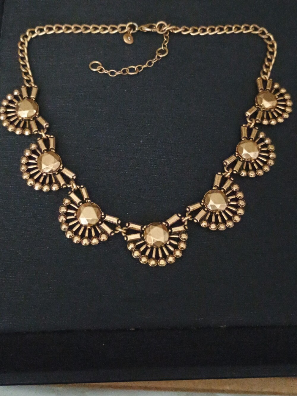 Vintage J Crew Gold Statement Necklace - Elegant Sunburst Fan Design